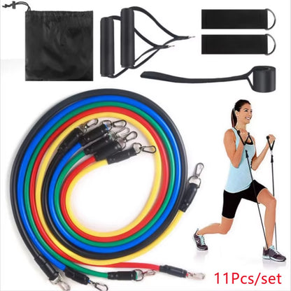 11Pcs Elastic Band Pull Rope Resistance Bands Set Expander Tubes Rubber Stretch Training Physical Therapy Gyms Workout 100LB