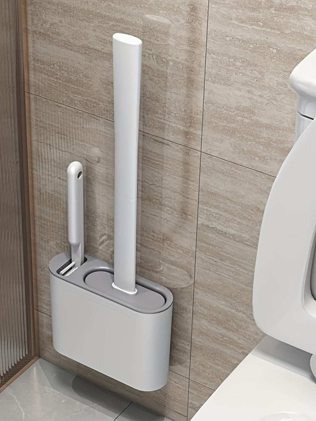 Random Delivery Silicone Toilet Brush Set & Wall Mounted Toilet Brush Holder