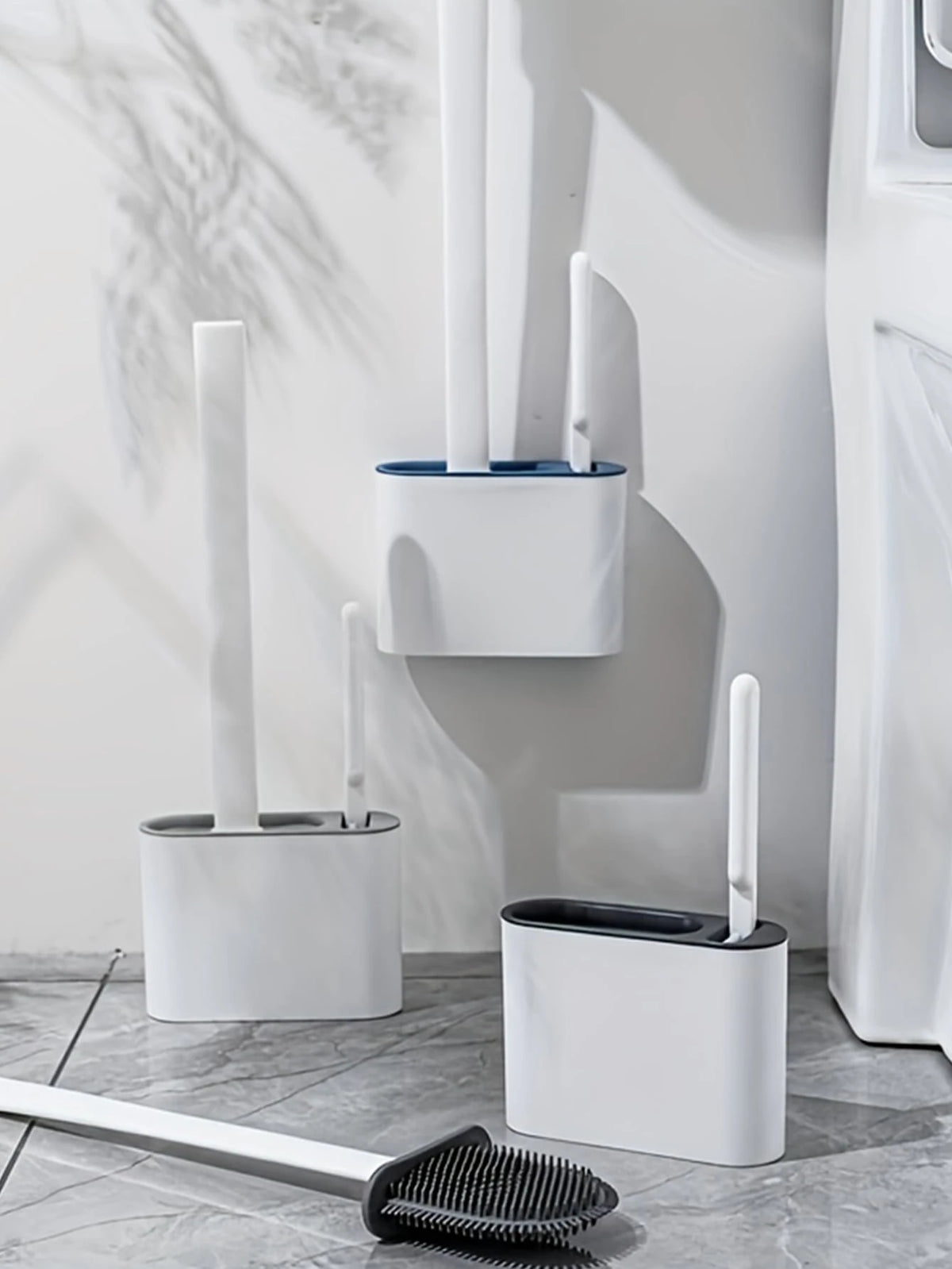 Random Delivery Silicone Toilet Brush Set & Wall Mounted Toilet Brush Holder