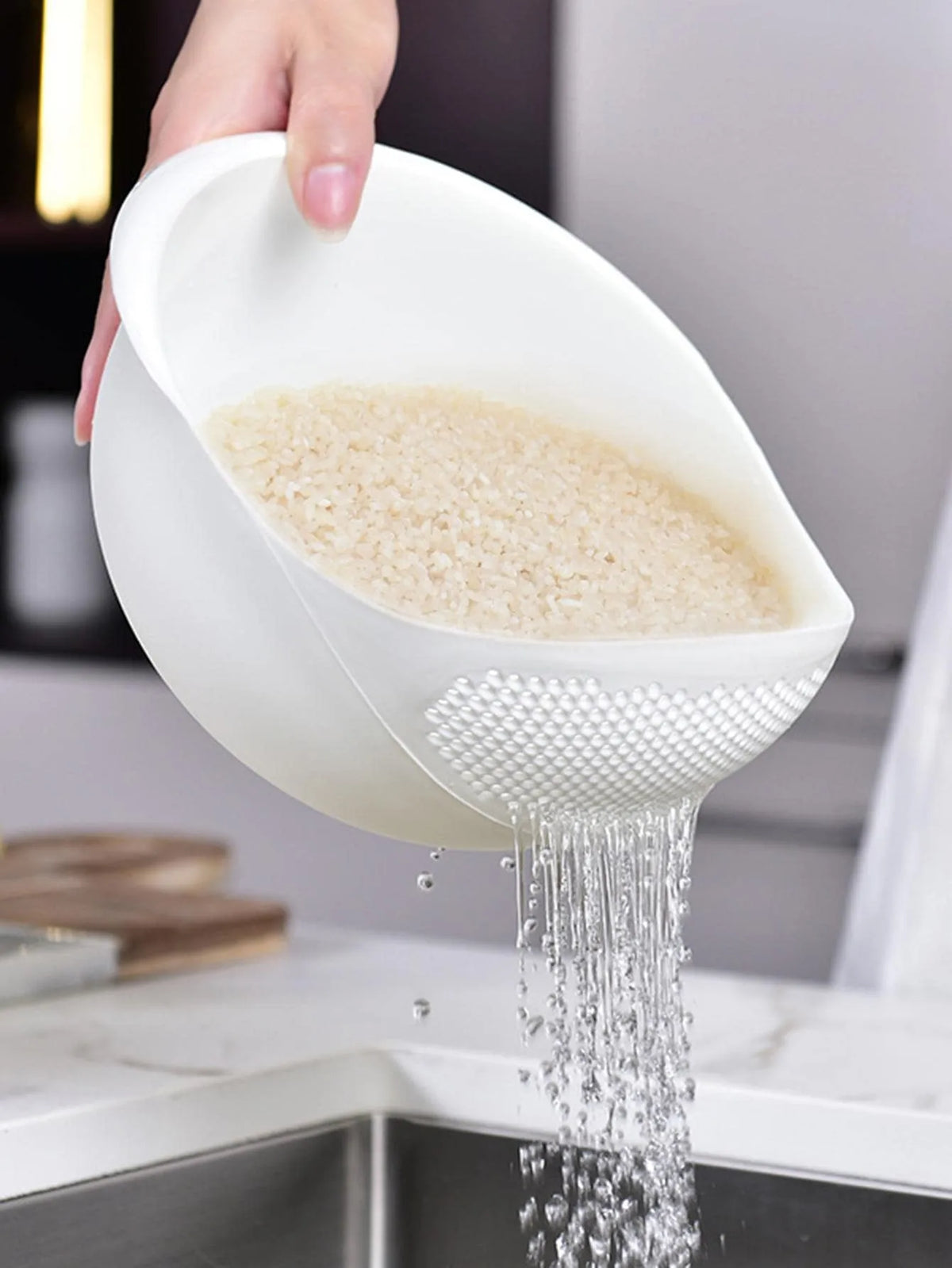 1/3Pcs- Colander Rice Bowl Drain Basket Fruit Bowl Washing Drain Basket with Handle Washing Basket Home Kitchen Organizer
