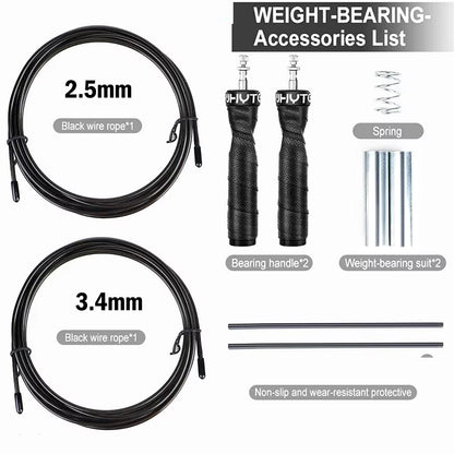 Weighted Jump Rope Skipping Rope Tangle-Free Speed Rope with Ball Bearings for Exercise Fitness Adjustable Rapid Speed Jump Rope