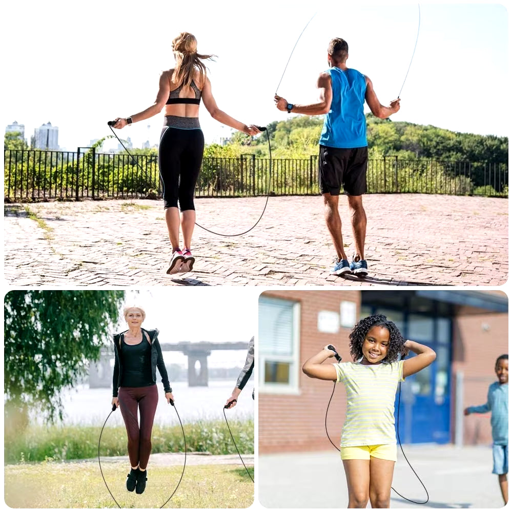 Weighted Jump Rope Skipping Rope Tangle-Free Speed Rope with Ball Bearings for Exercise Fitness Adjustable Rapid Speed Jump Rope