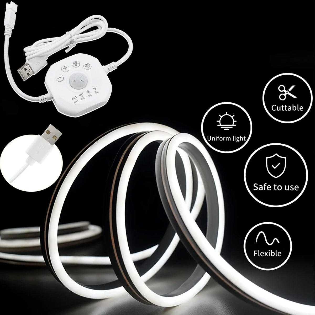 Flowing Light Strip LED Motion Sensor Light Indoor under Bed Lights under Cabinet Lights for Warm White LED Closet Lighting