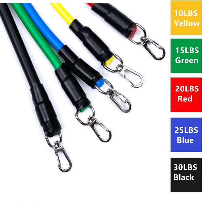11Pcs Elastic Band Pull Rope Resistance Bands Set Expander Tubes Rubber Stretch Training Physical Therapy Gyms Workout 100LB