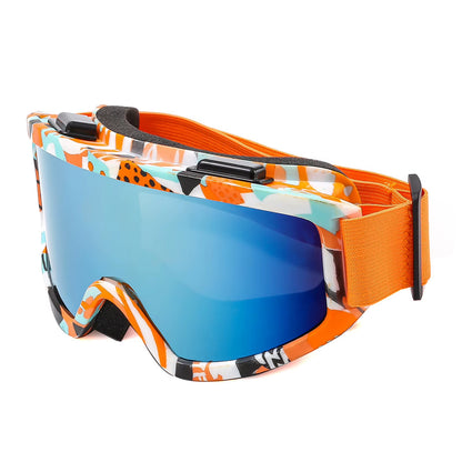 Large Frame Ski Goggles with Colorful Lens Anti-Collision Anti-Glare Lens Outdoor Sport Snow Snowboard for Snowboarding Skiing