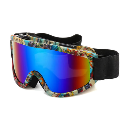 Large Frame Ski Goggles with Colorful Lens Anti-Collision Anti-Glare Lens Outdoor Sport Snow Snowboard for Snowboarding Skiing