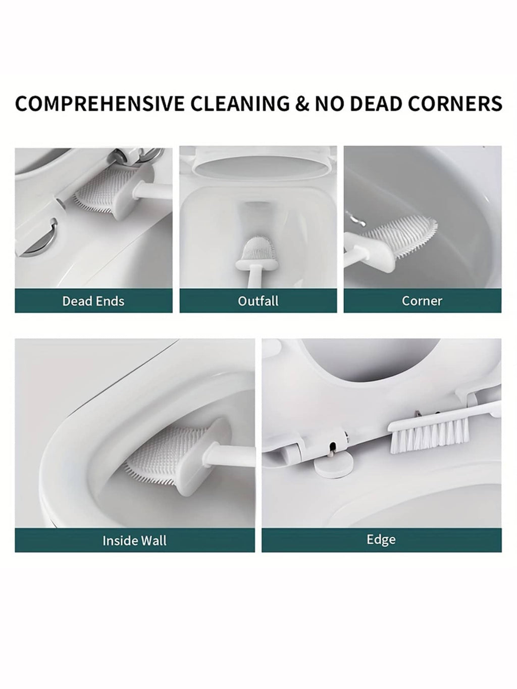 Random Delivery Silicone Toilet Brush Set & Wall Mounted Toilet Brush Holder